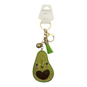 Green Avocado Keychain with Rhinestones